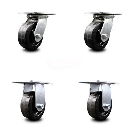 Service Caster 5 Inch Phenolic Caster Set with Ball Bearings 2 Swivel 2 Rigid SCC-35S520-PHB-2-R-2